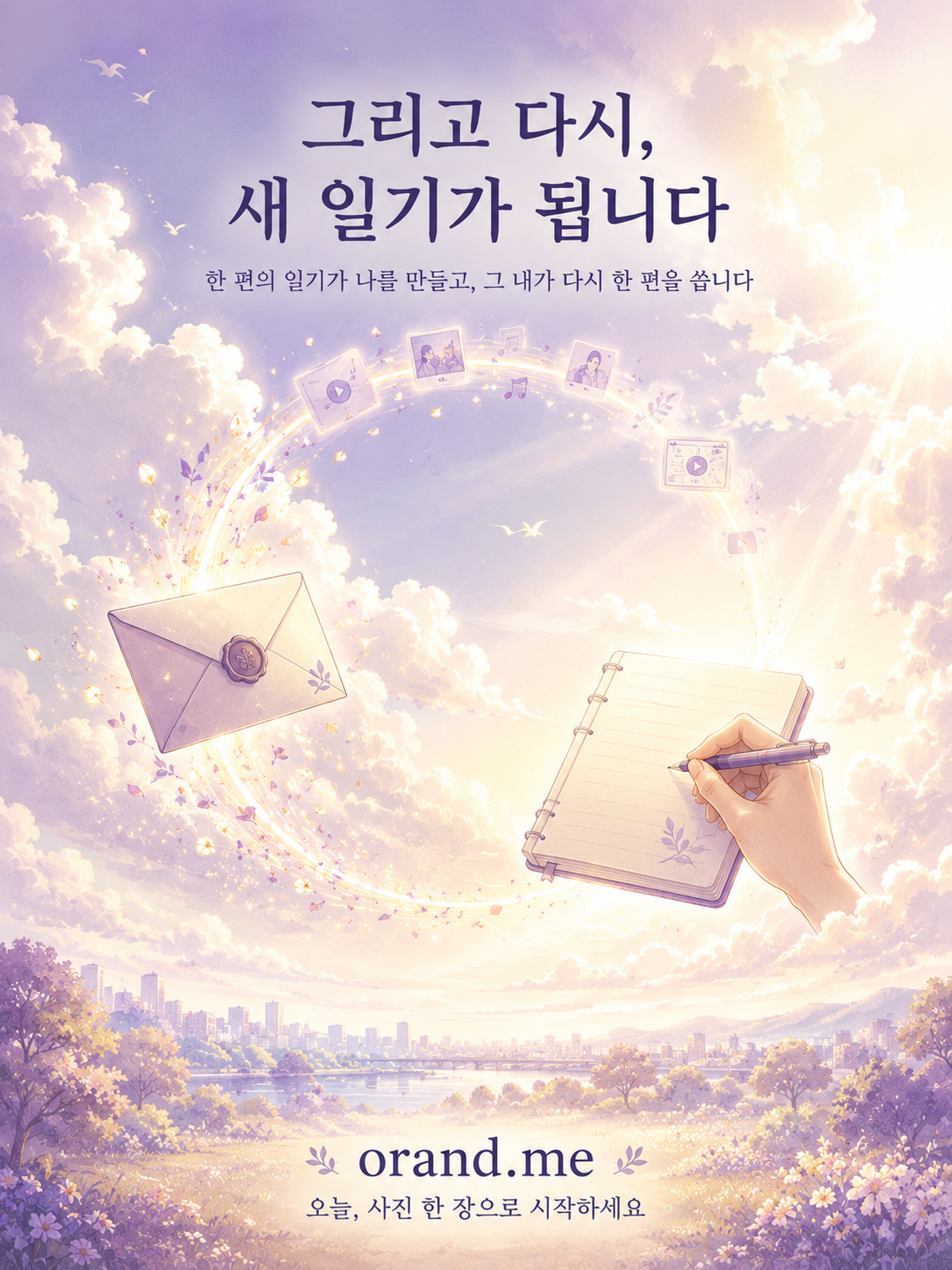 그리고 다시, 새 일기가 됩니다 — 한 편의 일기가 나를 만들고, 그 내가 다시 한 편을 씁니다
