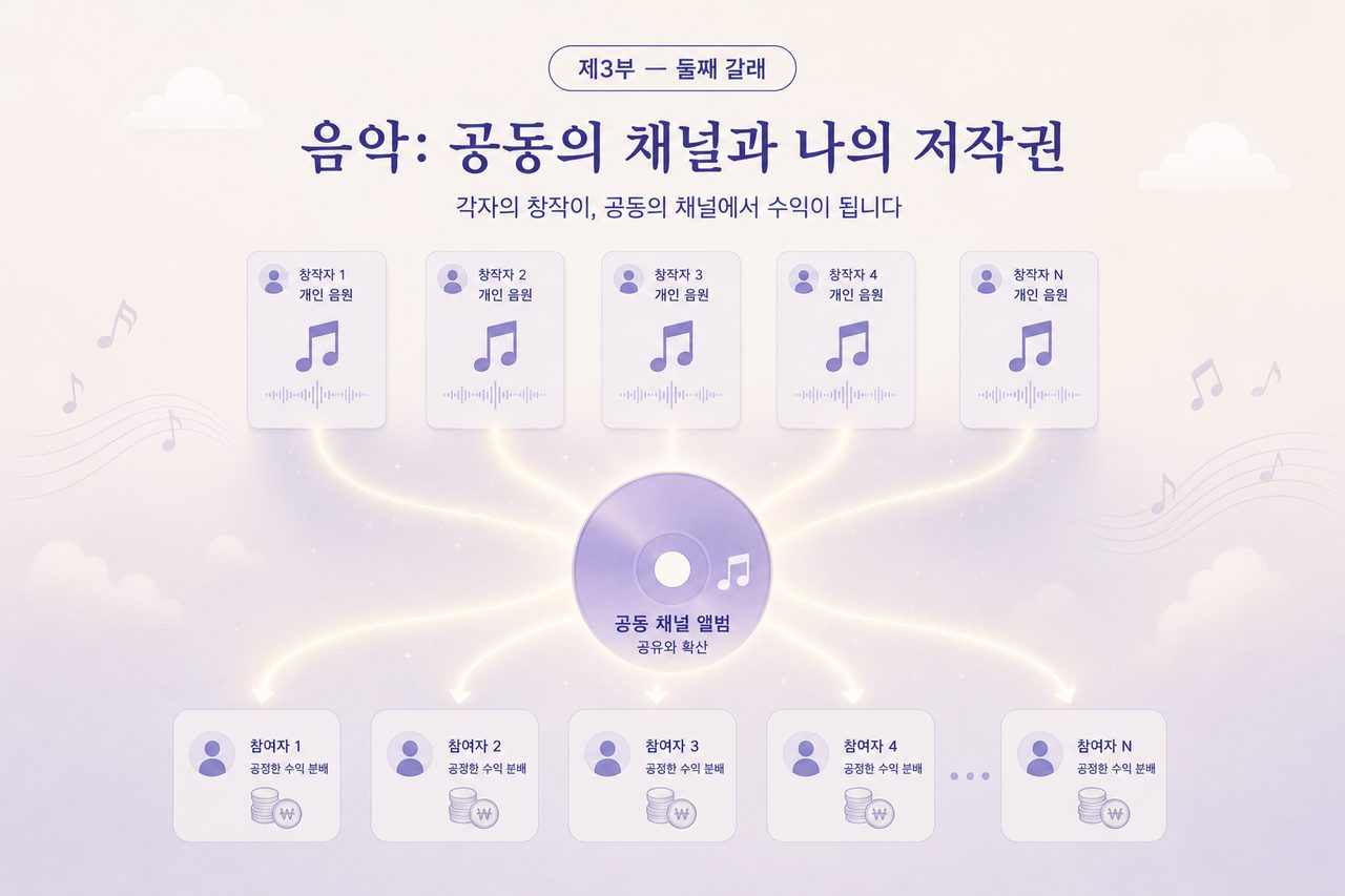 음악, 공동의 채널과 나의 저작권